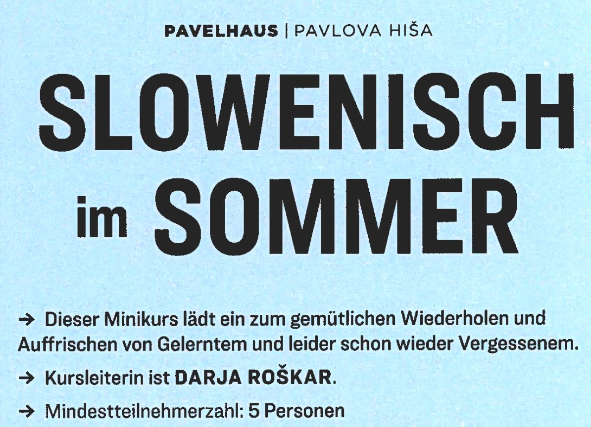 Slowenischkurse im Pavelhaus / Pavlova hiša